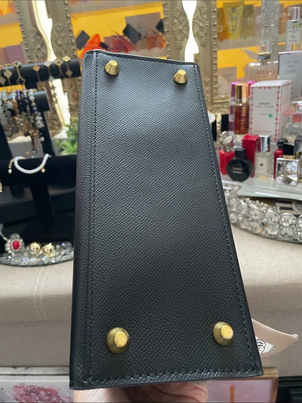 ✨🖤Classic Black Top-Handle Leather Crossbody Bag with Decorative Scarf🖤✨NEW - Picture 5 of 9